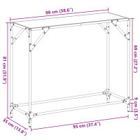 Produktbild för Konsolbord med svart glasskiva 98x35x81 cm stål