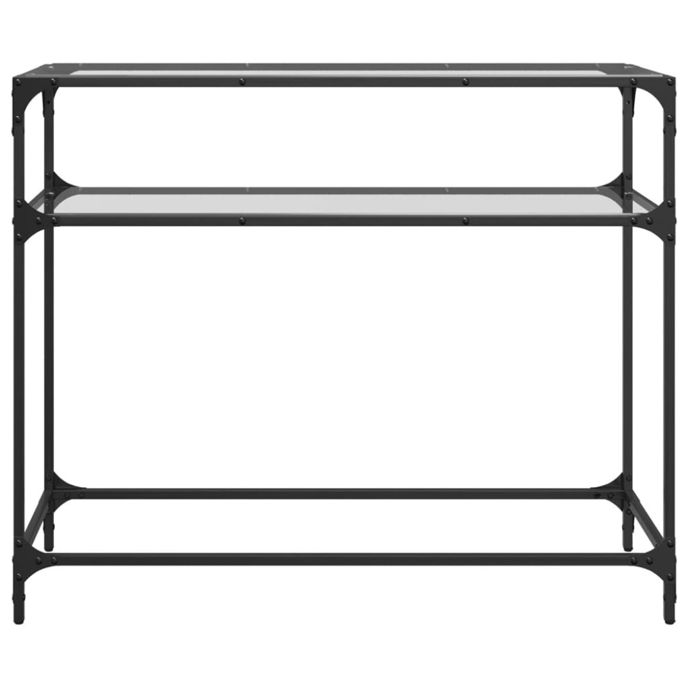 Produktbild för Konsolbord med transparent glasskiva 98x35x81 cm stål