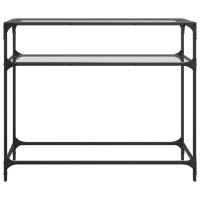 Produktbild för Konsolbord med transparent glasskiva 98x35x81 cm stål