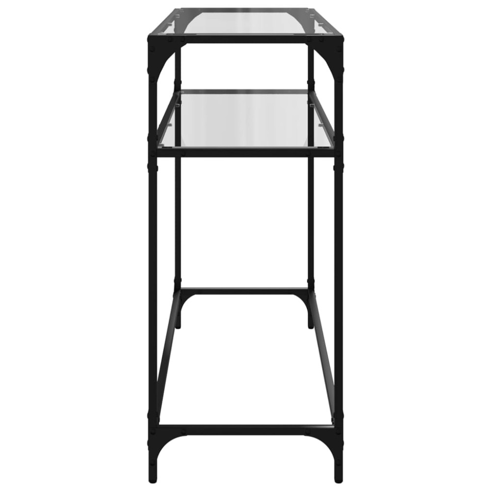 Produktbild för Konsolbord med transparent glasskiva 98x35x81 cm stål