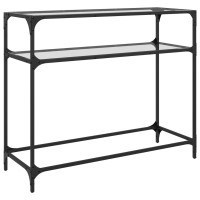 Produktbild för Konsolbord med transparent glasskiva 98x35x81 cm stål