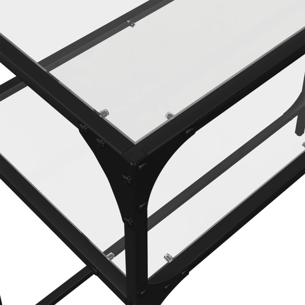Produktbild för Konsolbord med transparent glasskiva 98x35x81 cm stål