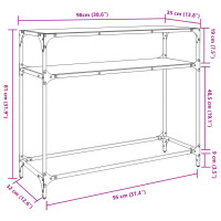 Produktbild för Konsolbord med transparent glasskiva 98x35x81 cm stål