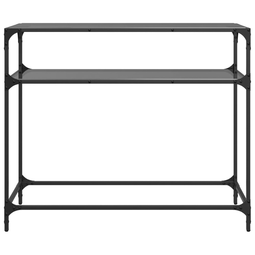 Produktbild för Konsolbord med svart glasskiva 98x35x81 cm stål