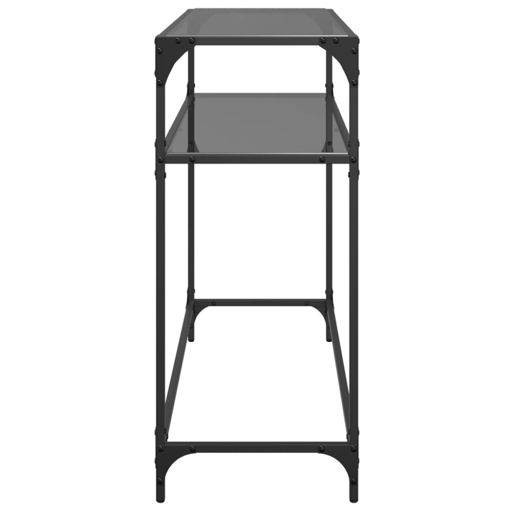 Produktbild för Konsolbord med svart glasskiva 98x35x81 cm stål
