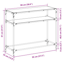 Produktbild för Konsolbord med svart glasskiva 98x35x81 cm stål