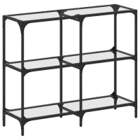 Produktbild för Konsolbord med transparent glasskiva 98x30x81 cm stål