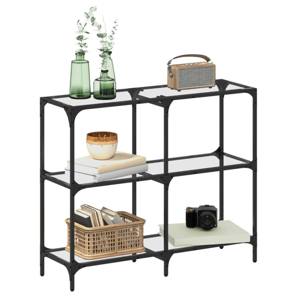 Produktbild för Konsolbord med transparent glasskiva 98x30x81 cm stål