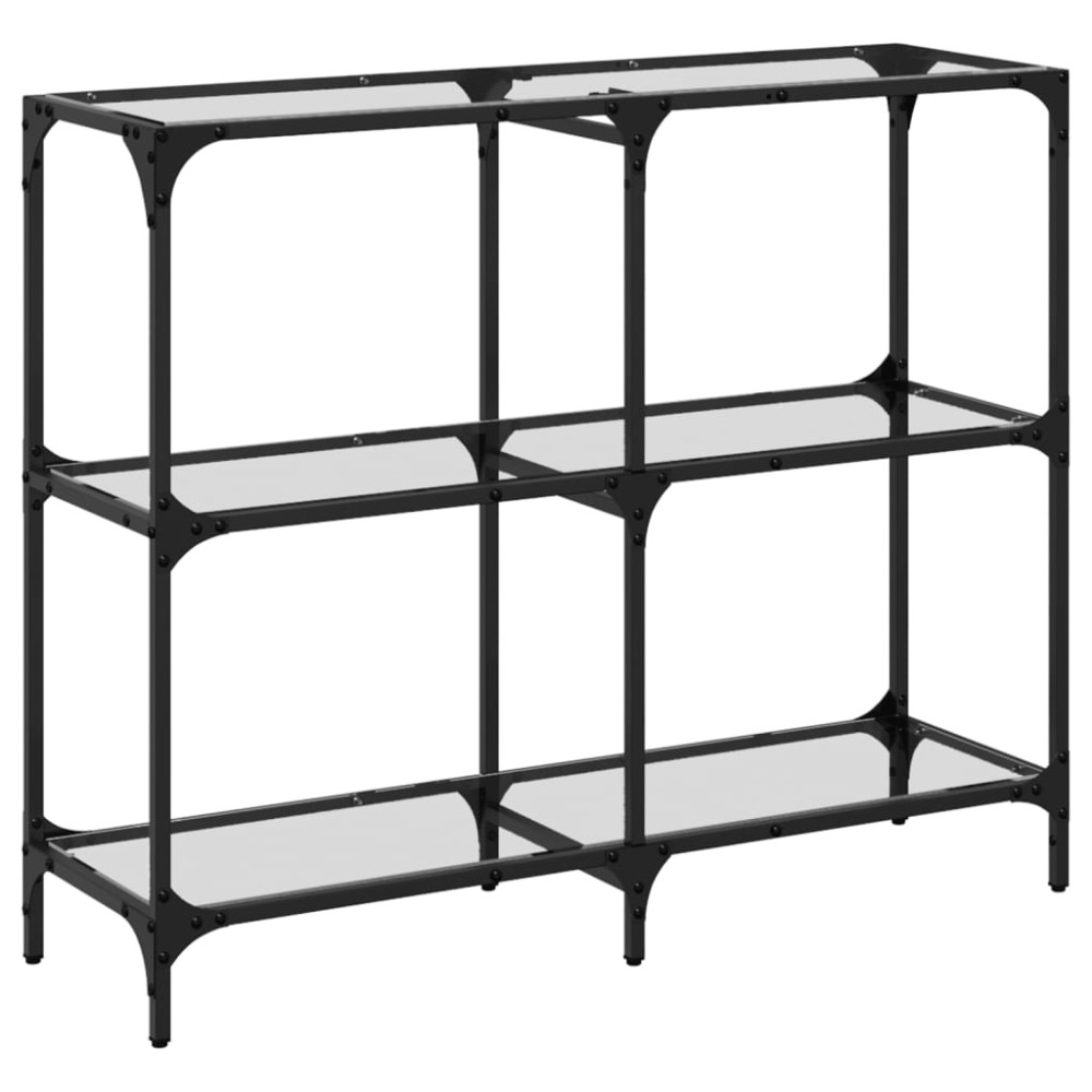 Produktbild för Konsolbord med transparent glasskiva 98x30x81 cm stål