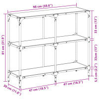 Produktbild för Konsolbord med transparent glasskiva 98x30x81 cm stål