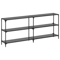 Produktbild för Konsolbord med svart glasskiva 194,5x30x81 cm stål