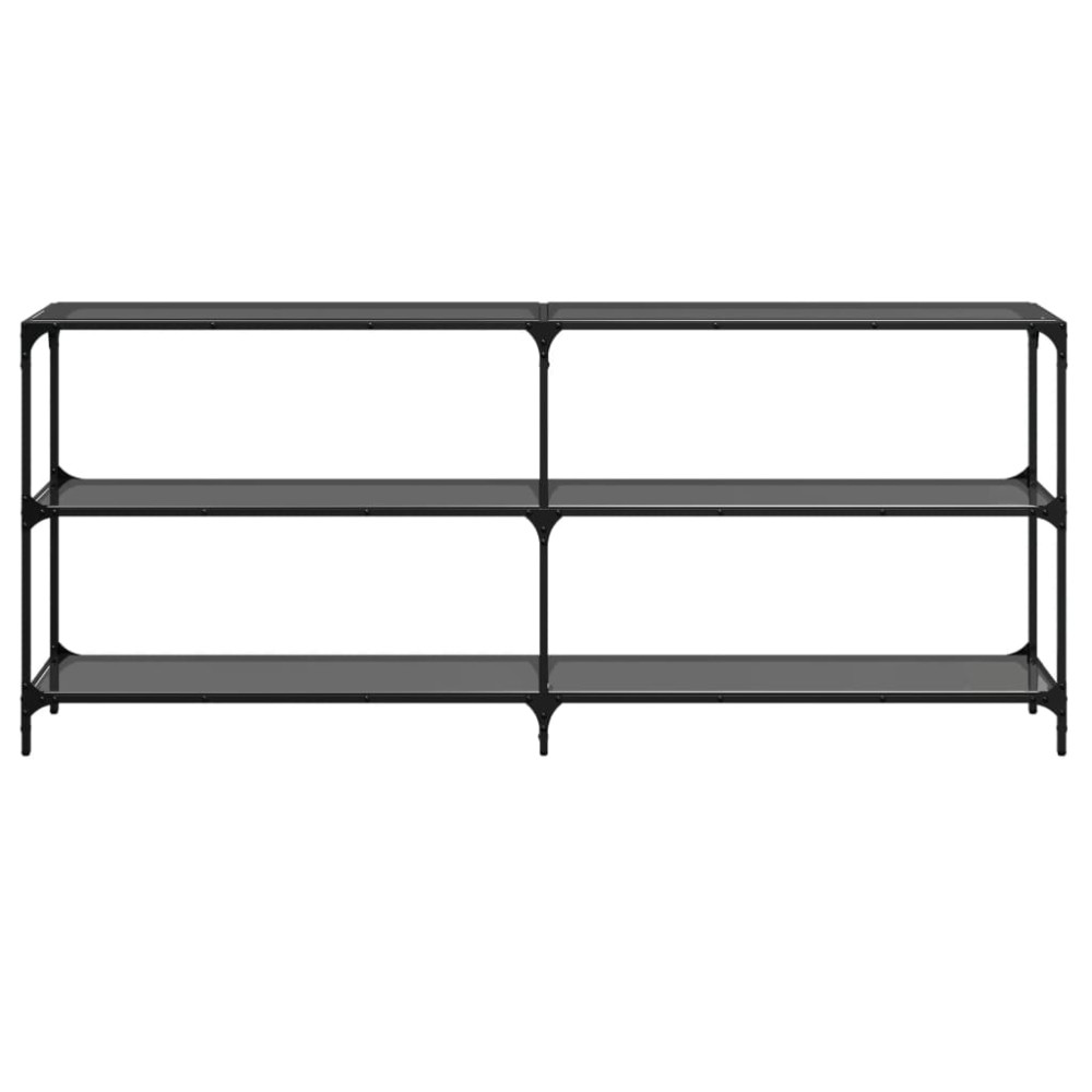 Produktbild för Konsolbord med svart glasskiva 194,5x30x81 cm stål