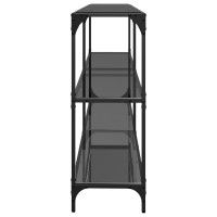 Produktbild för Konsolbord med svart glasskiva 194,5x30x81 cm stål