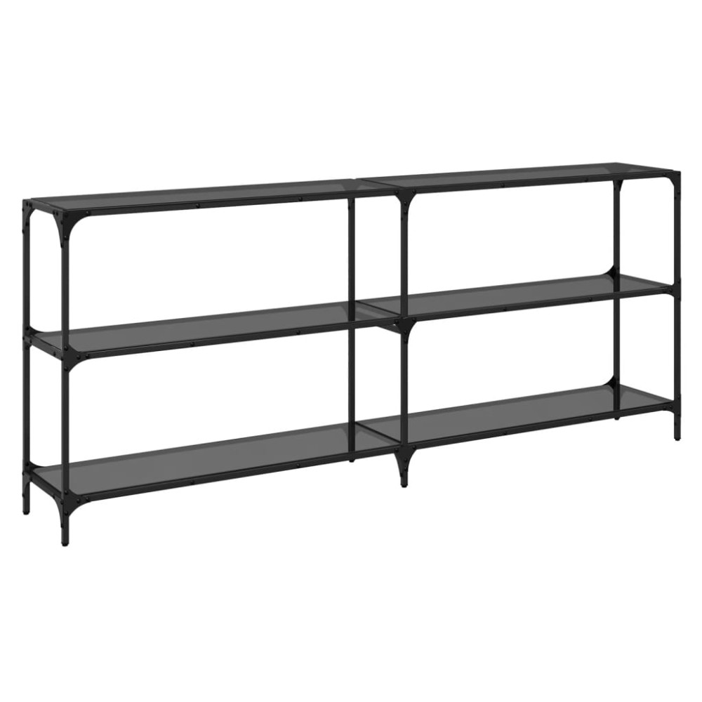 Produktbild för Konsolbord med svart glasskiva 194,5x30x81 cm stål