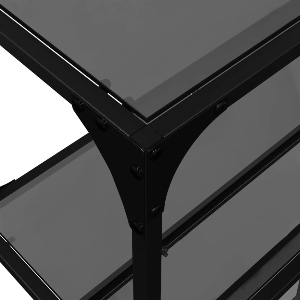 Produktbild för Konsolbord med svart glasskiva 194,5x30x81 cm stål