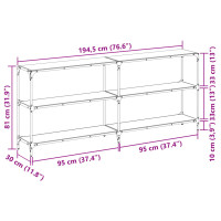 Produktbild för Konsolbord med svart glasskiva 194,5x30x81 cm stål