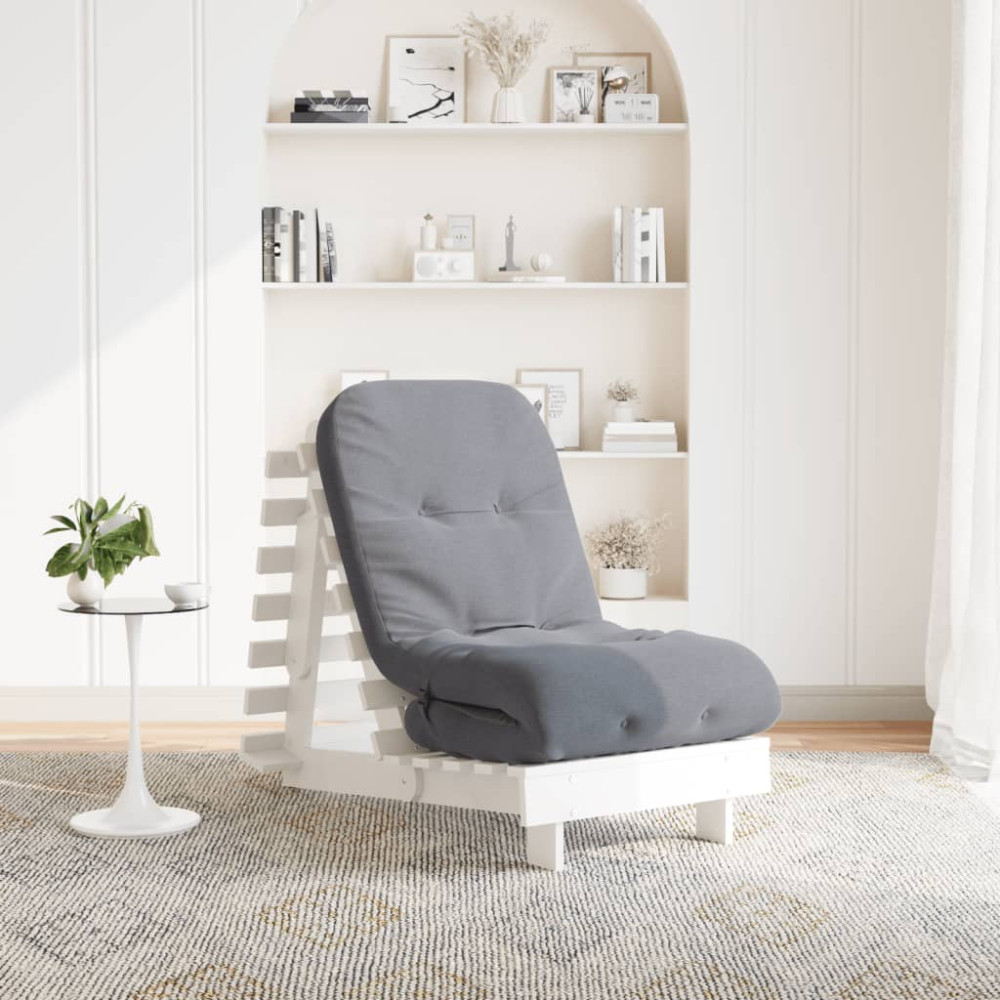 Produktbild för Futonbäddsoffa med madrass vit 60x206x11 cm massiv furu