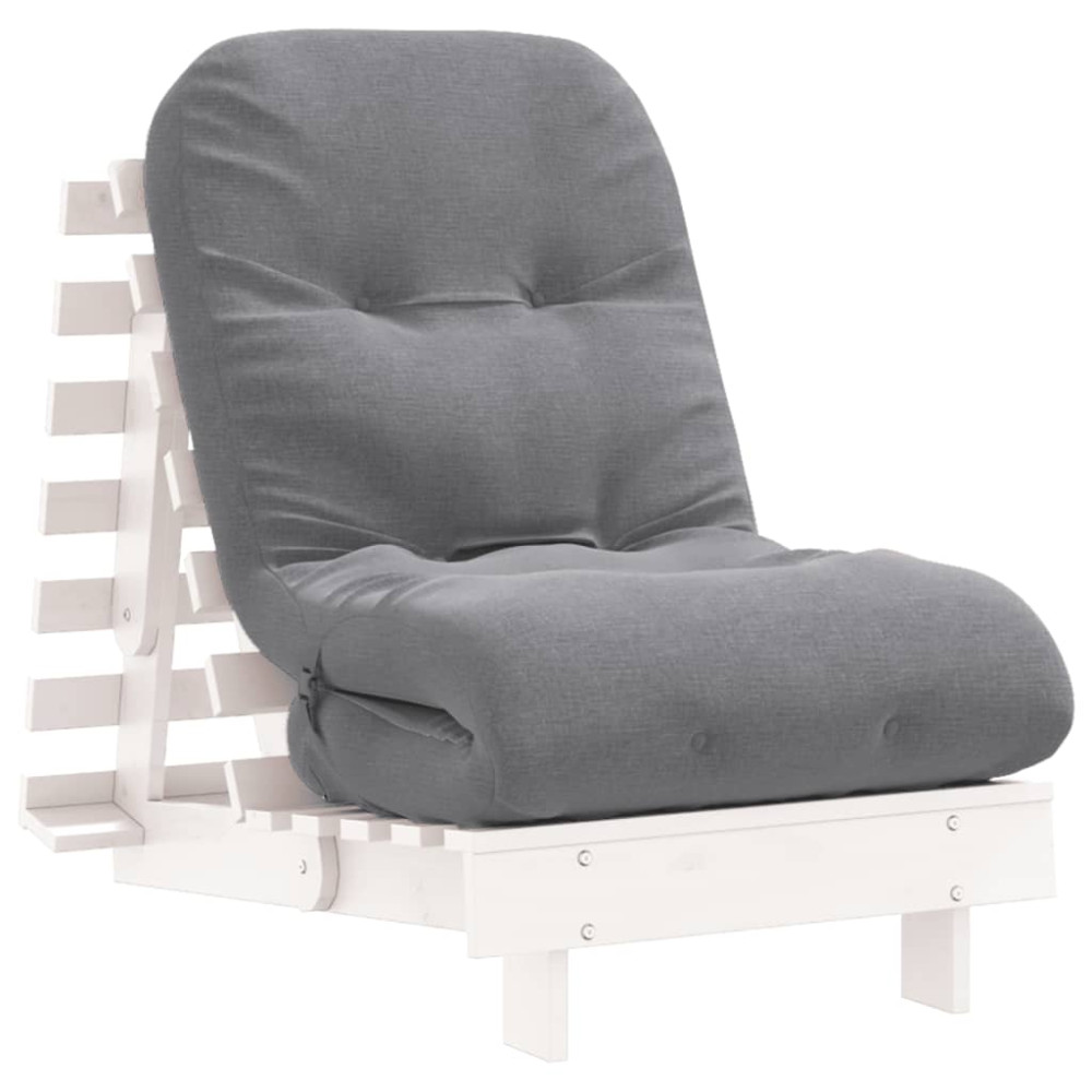 Produktbild för Futonbäddsoffa med madrass vit 60x206x11 cm massiv furu