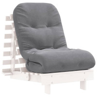 Produktbild för Futonbäddsoffa med madrass vit 60x206x11 cm massiv furu