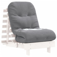 Produktbild för Futonbäddsoffa med madrass vit 60x206x11 cm massiv furu