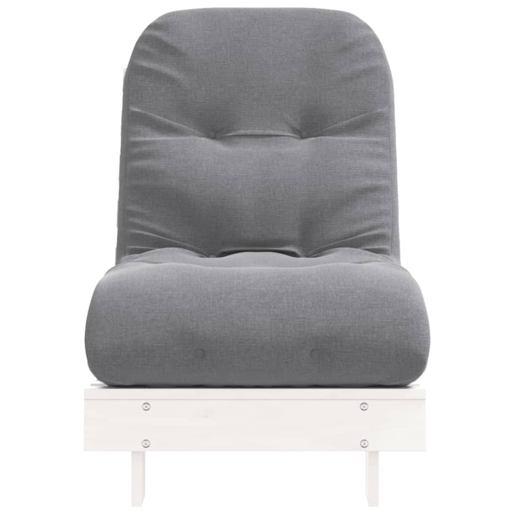 Produktbild för Futonbäddsoffa med madrass vit 60x206x11 cm massiv furu