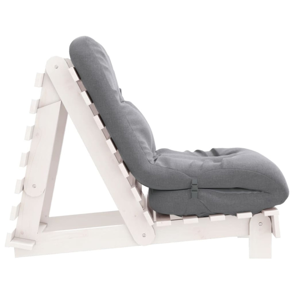 Produktbild för Futonbäddsoffa med madrass vit 60x206x11 cm massiv furu