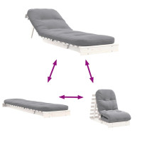 Produktbild för Futonbäddsoffa med madrass vit 60x206x11 cm massiv furu