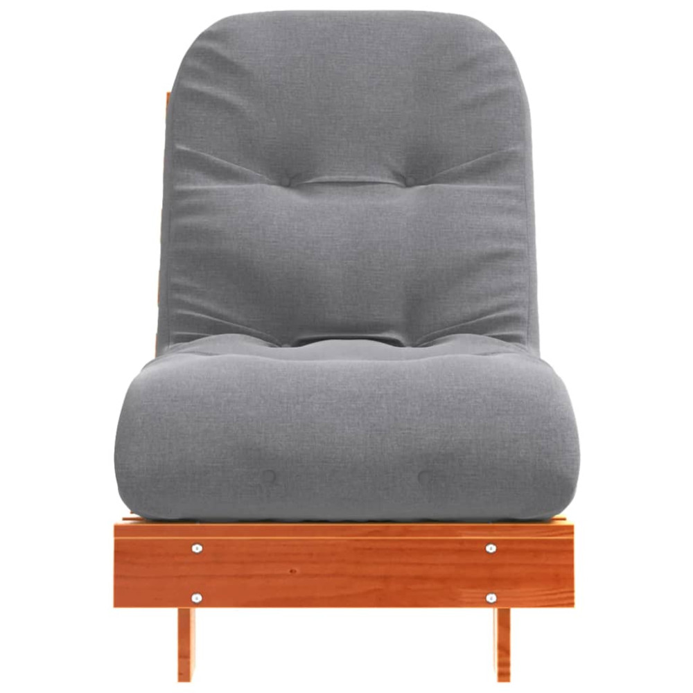 Produktbild för Futonbäddsoffa med madrass vaxad brun 60x206x11 cm massiv furu