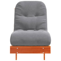 Produktbild för Futonbäddsoffa med madrass vaxad brun 60x206x11 cm massiv furu