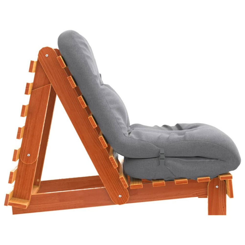 Produktbild för Futonbäddsoffa med madrass vaxad brun 60x206x11 cm massiv furu