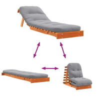 Produktbild för Futonbäddsoffa med madrass vaxad brun 60x206x11 cm massiv furu