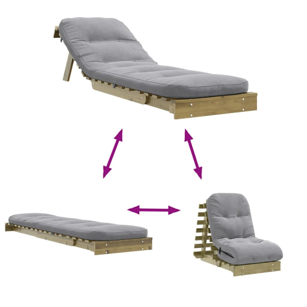 Produktbild för Futonbäddsoffa med madrass 60x206x11 cm impregnerad furu