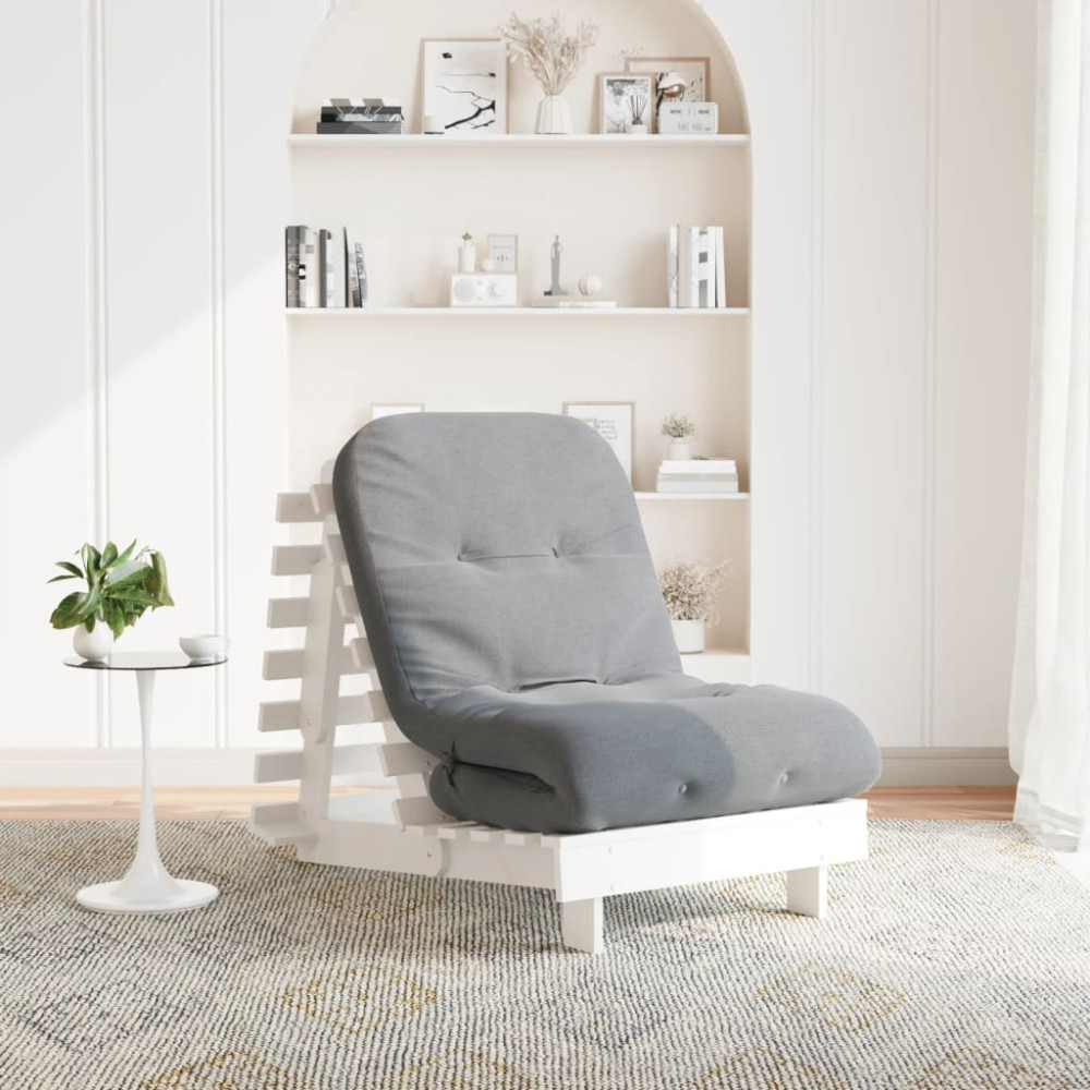 Produktbild för Futonbäddsoffa med madrass vit 70x206x11 cm massiv furu