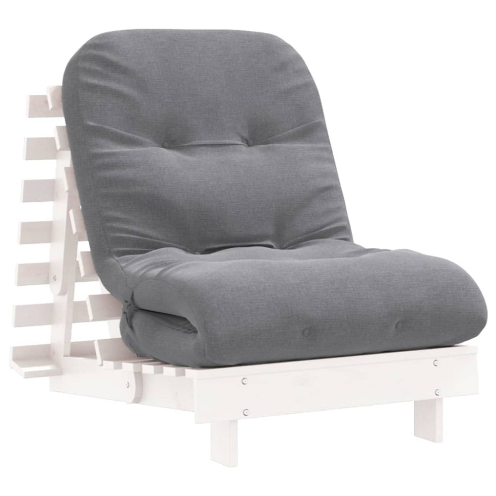 Produktbild för Futonbäddsoffa med madrass vit 70x206x11 cm massiv furu