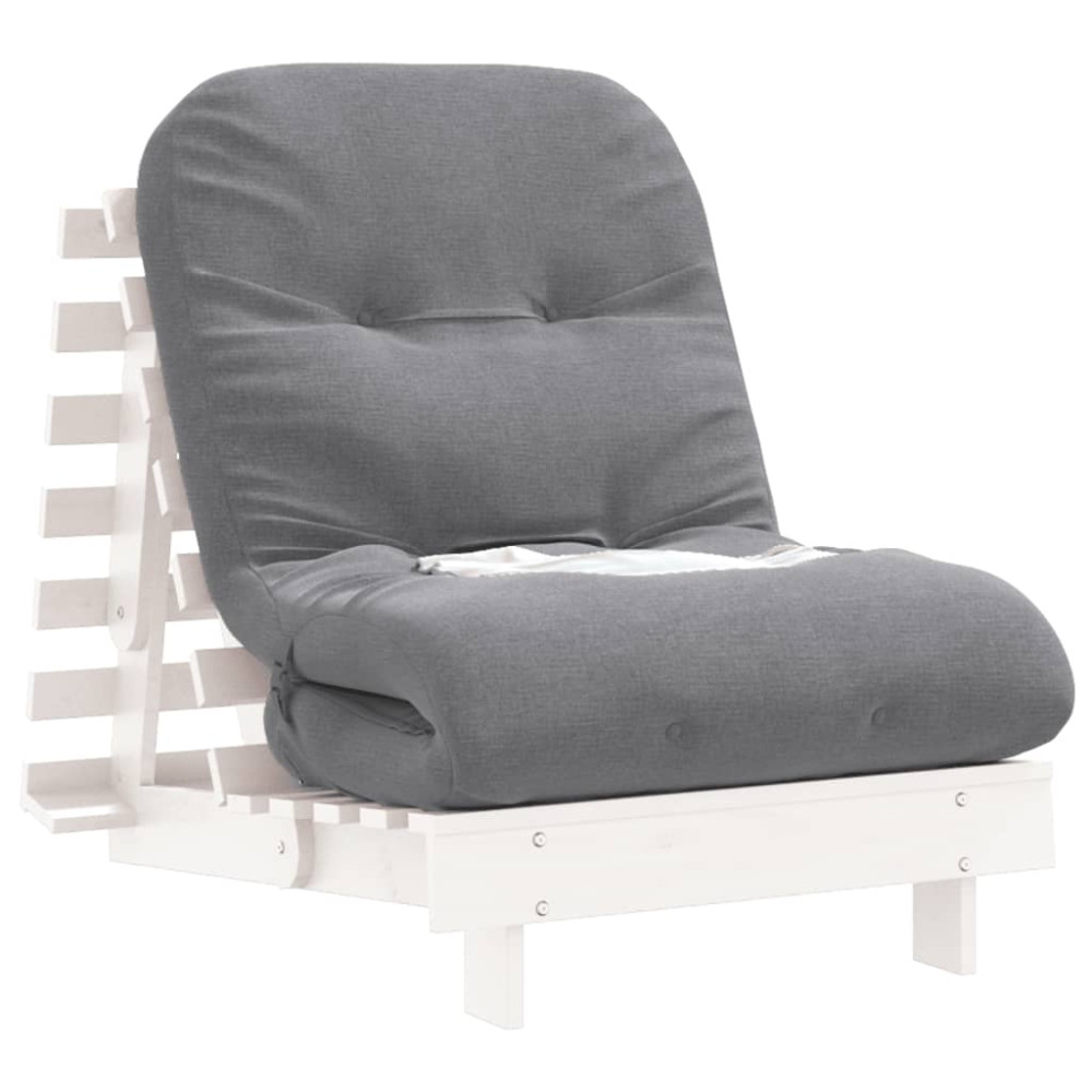 Produktbild för Futonbäddsoffa med madrass vit 70x206x11 cm massiv furu