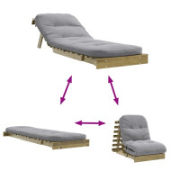 Produktbild för Futonbäddsoffa med madrass 70x206x11 cm impregnerad furu