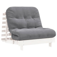 Produktbild för Futonbäddsoffa med madrass vit 80x206x11 cm massiv furu