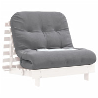 Produktbild för Futonbäddsoffa med madrass vit 80x206x11 cm massiv furu