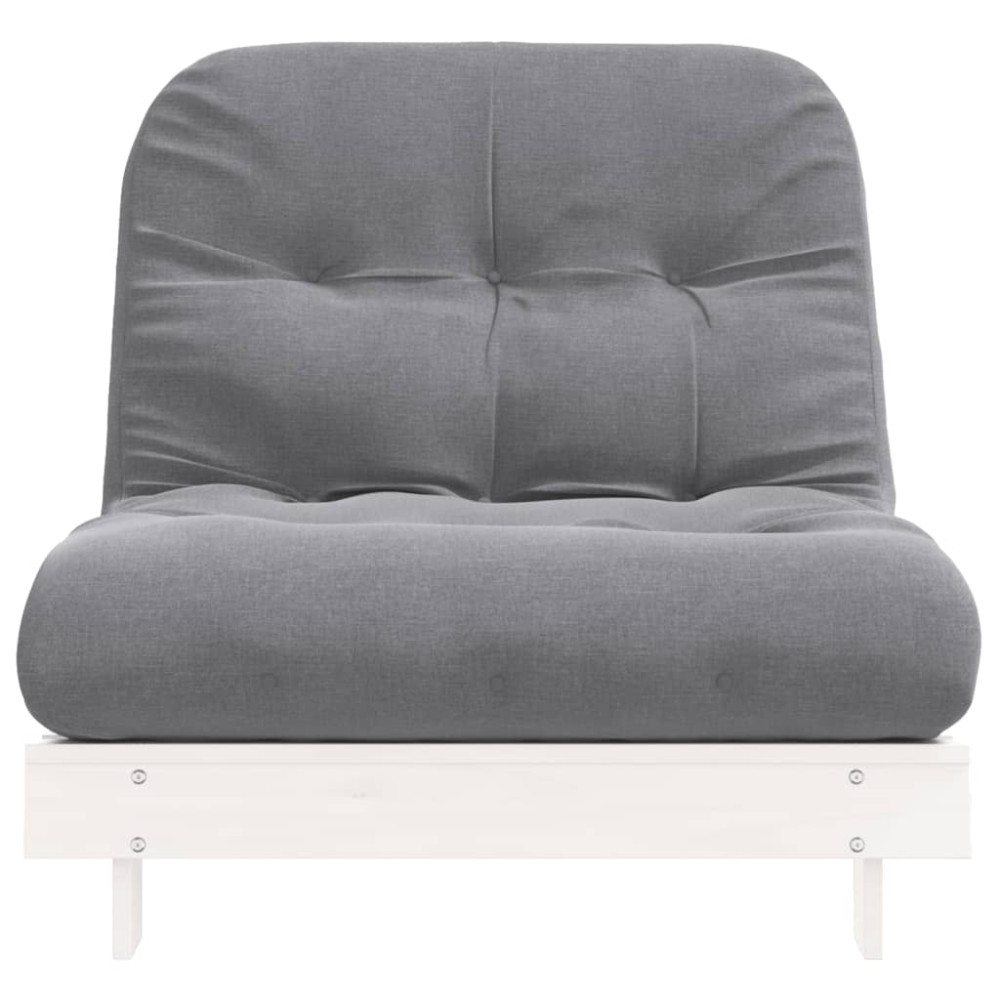 Produktbild för Futonbäddsoffa med madrass vit 80x206x11 cm massiv furu