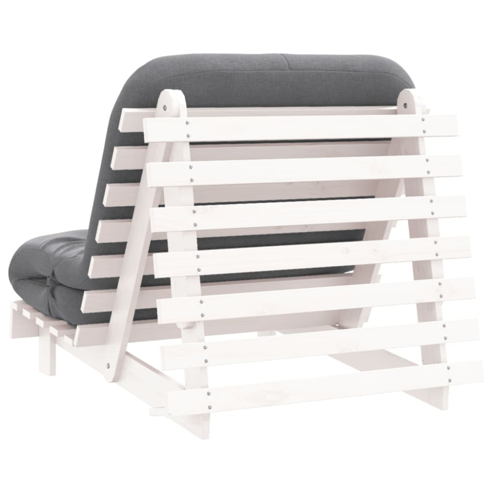 Produktbild för Futonbäddsoffa med madrass vit 80x206x11 cm massiv furu