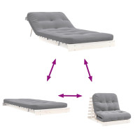 Produktbild för Futonbäddsoffa med madrass vit 80x206x11 cm massiv furu