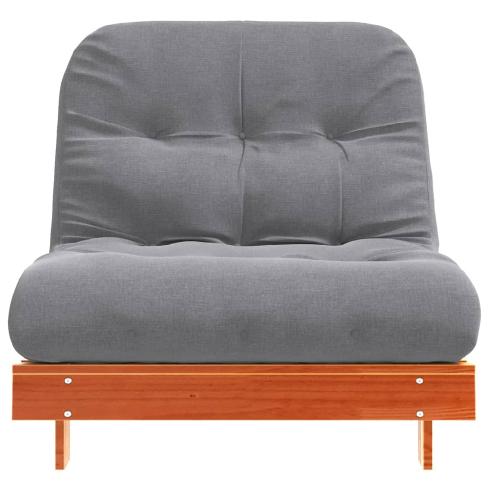 Produktbild för Futonbäddsoffa med madrass vaxad brun 80x206x11 cm massiv furu