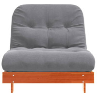 Produktbild för Futonbäddsoffa med madrass vaxad brun 80x206x11 cm massiv furu