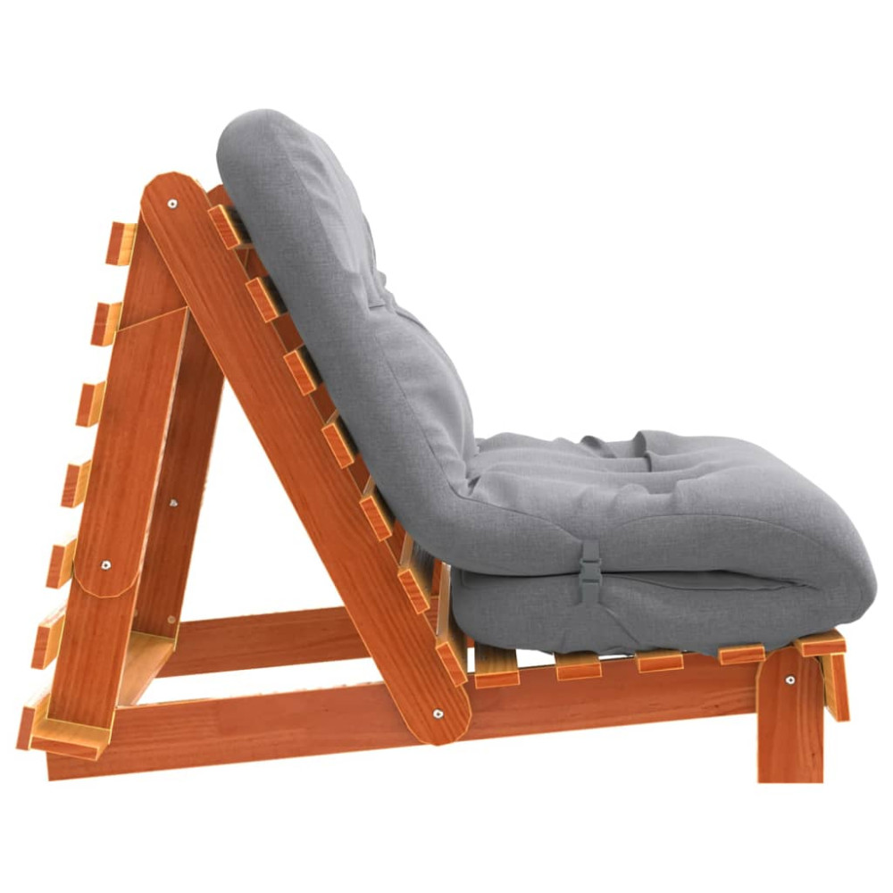 Produktbild för Futonbäddsoffa med madrass vaxad brun 80x206x11 cm massiv furu