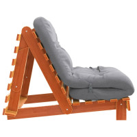 Produktbild för Futonbäddsoffa med madrass vaxad brun 80x206x11 cm massiv furu