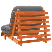 Produktbild för Futonbäddsoffa med madrass vaxad brun 80x206x11 cm massiv furu