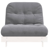 Produktbild för Futonbäddsoffa med madrass vit 90x206x11 cm massiv furu