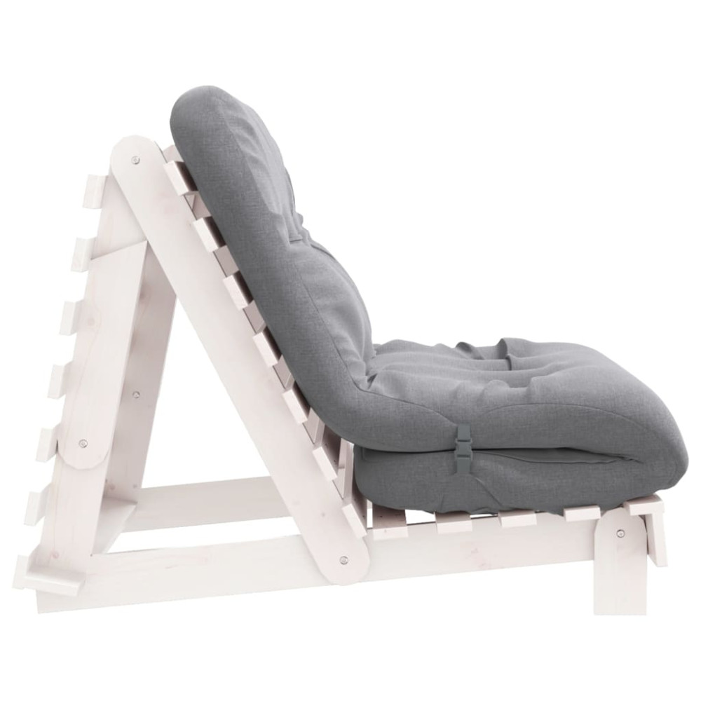 Produktbild för Futonbäddsoffa med madrass vit 90x206x11 cm massiv furu