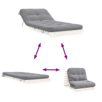 Produktbild för Futonbäddsoffa med madrass vit 90x206x11 cm massiv furu