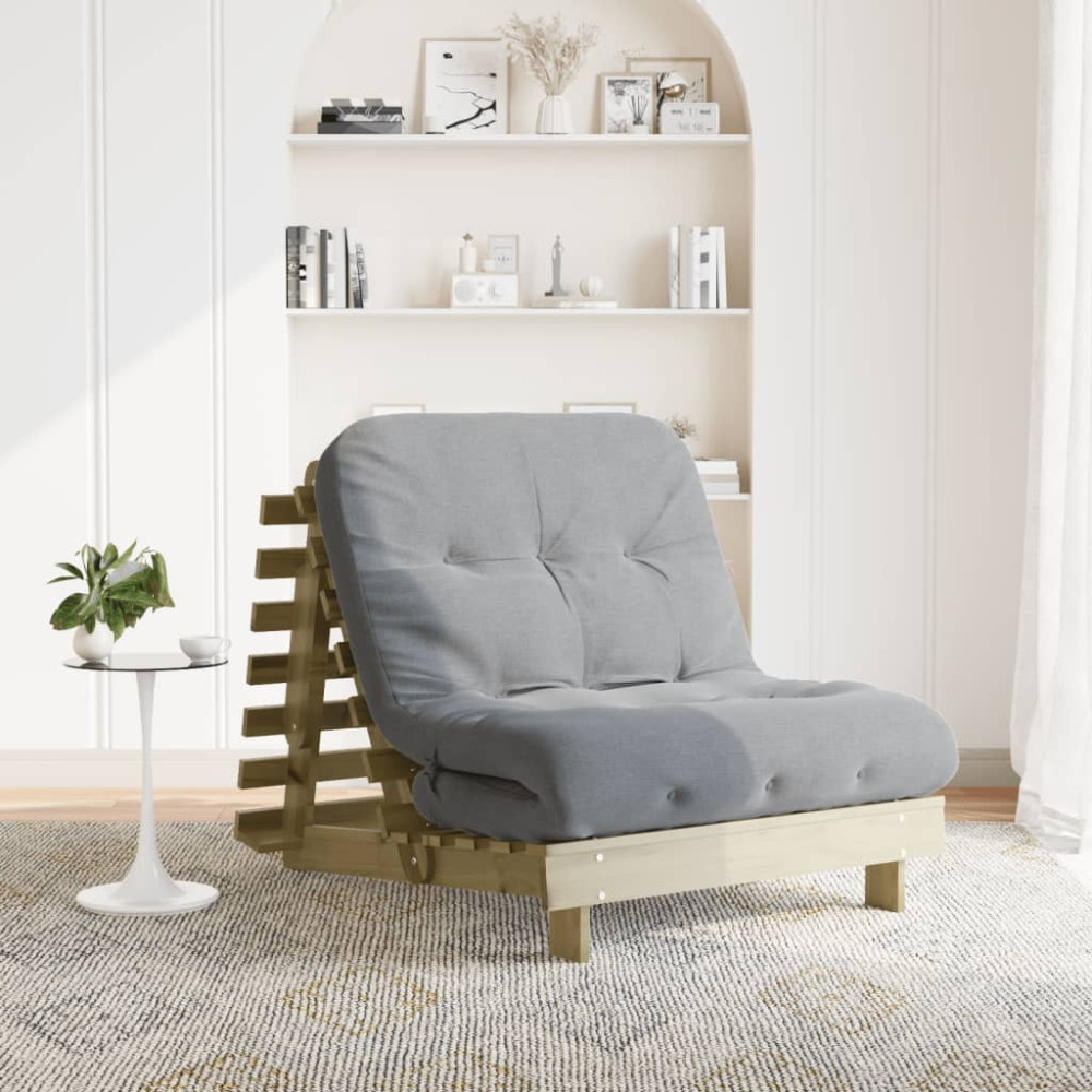 Produktbild för Futonbäddsoffa med madrass 90x206x11 cm impregnerad furu